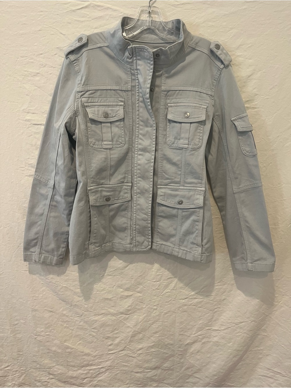 Kensie Light Gray Utility Jacket with Pocket Details